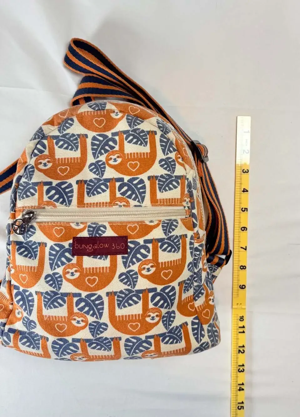 Kidcore Whimsical Bungalow 360 Sloth Mini Backpack Canvas Cream Daypack